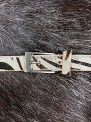 Zebra Print Haircalf Leather Belt