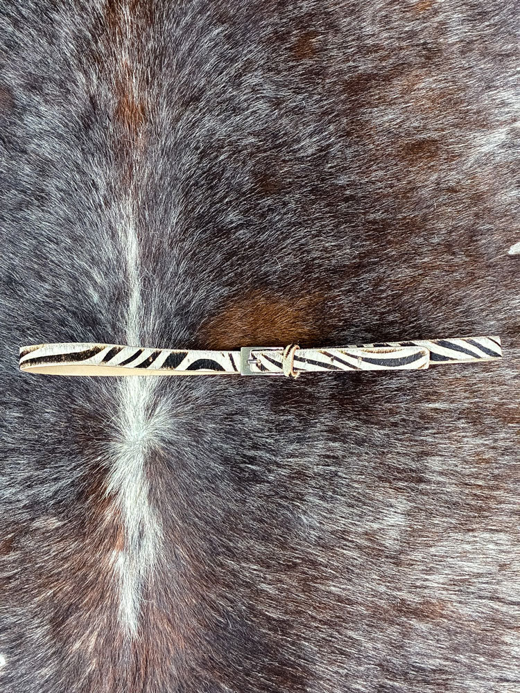 Zebra Print Haircalf Leather Belt