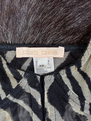 Roberto Cavalli 2000s Zebra Mesh Corset Top