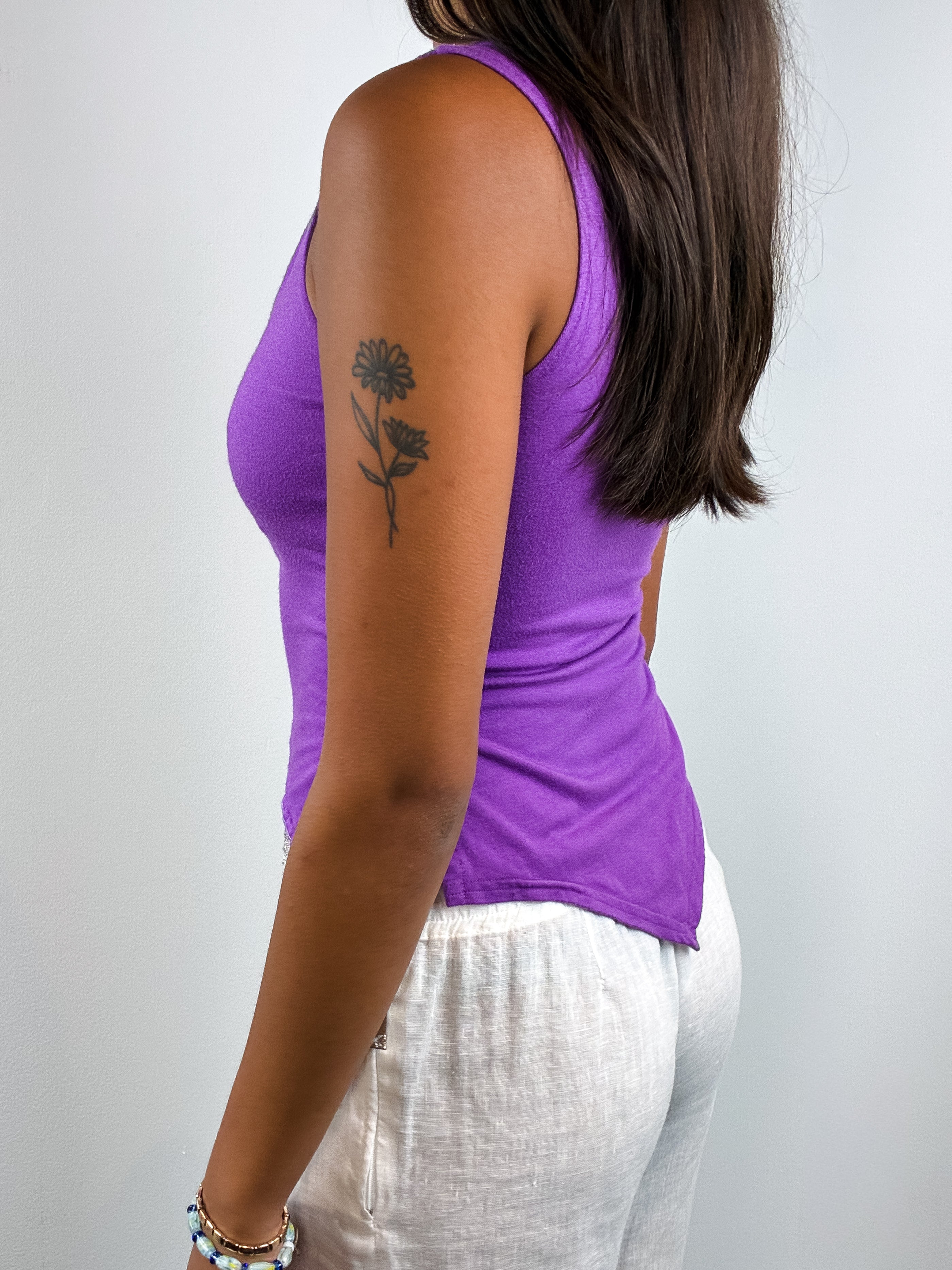 Enzo Loco 2000s Purple Beaded Fringe Tank Top - XS/S