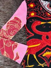 Custo Barcelona 2000s Pink and Red Mythic Birds Long Sleeve Top