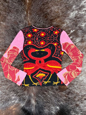 Custo Barcelona 2000s Pink and Red Mythic Birds Long Sleeve Top