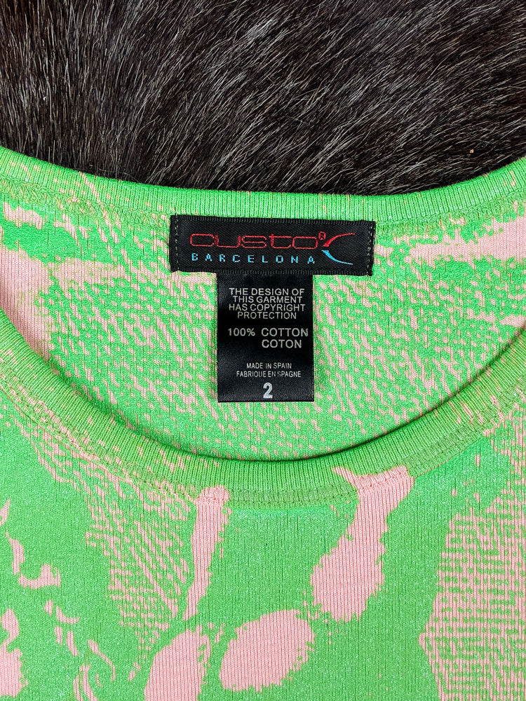 Custo Barcelona 2000s Green & Pink Cherub Print Tank Top