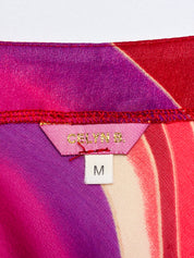 Celyn b. 2000s Pink Chevron Print Silk Handkerchief Hem Blouse - M