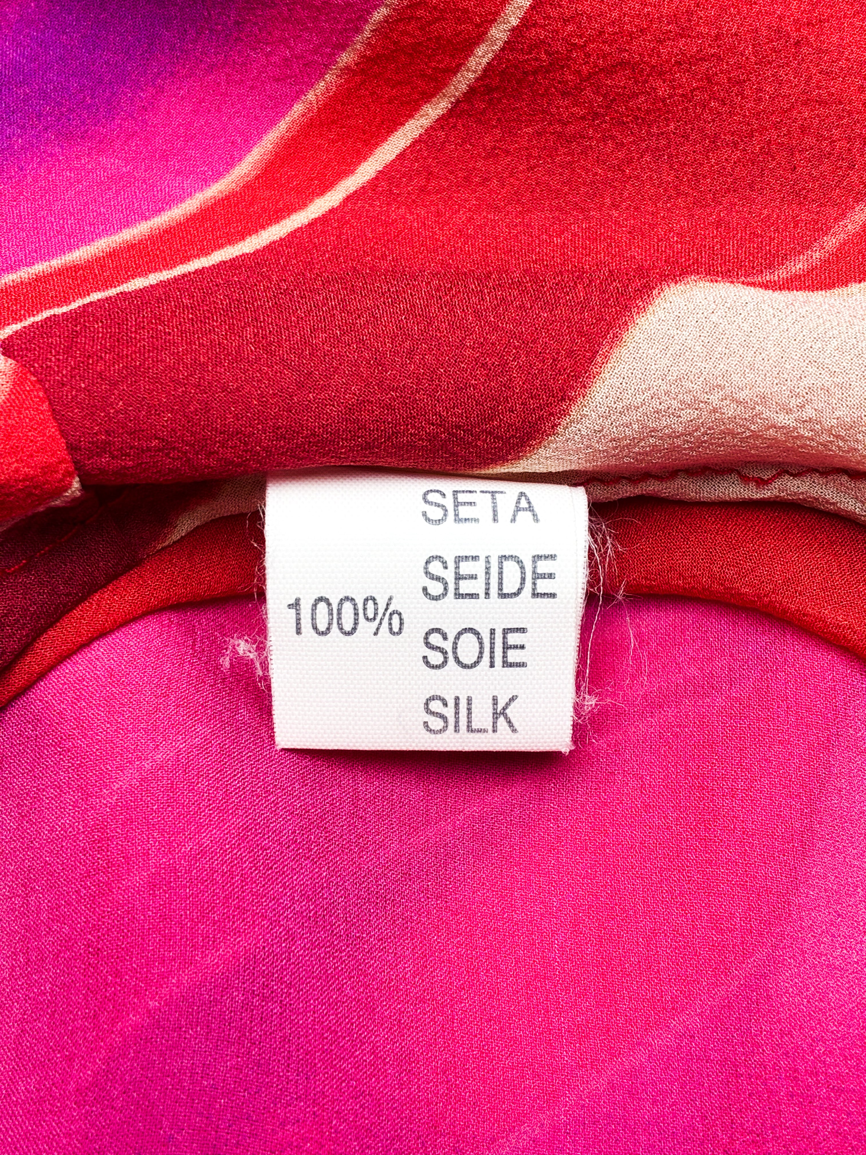 Celyn b. 2000s Pink Chevron Print Silk Handkerchief Hem Blouse - M