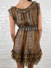 D&G 2000s Silk Leopard Ruffle Mini Dress