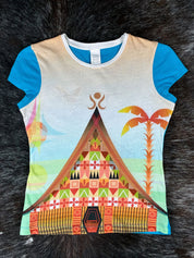 Custo Barcelona 2000s Blue and White Graphic Tee