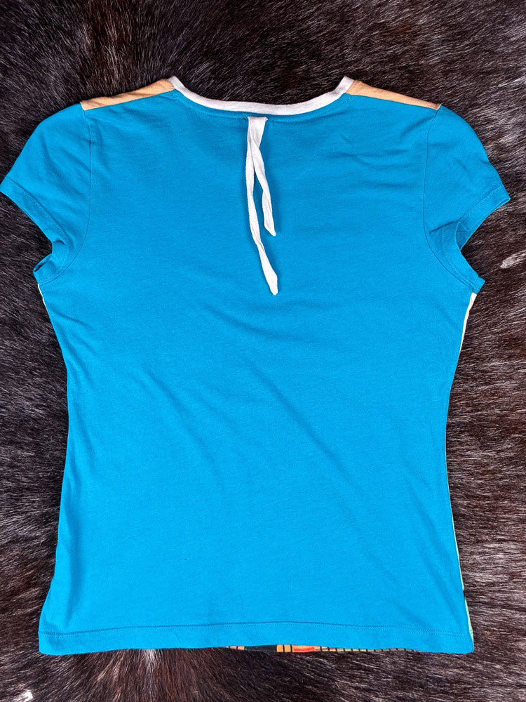 Custo Barcelona 2000s Blue and White Graphic Tee