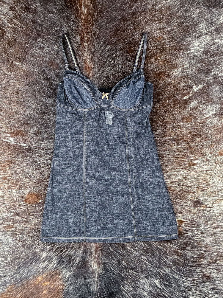 D&G 2000s Denim Bustier Slip Top