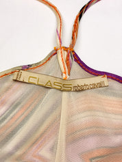 Class Roberto Cavalli 2000s Beaded Print Bias Midi Dress - S/M