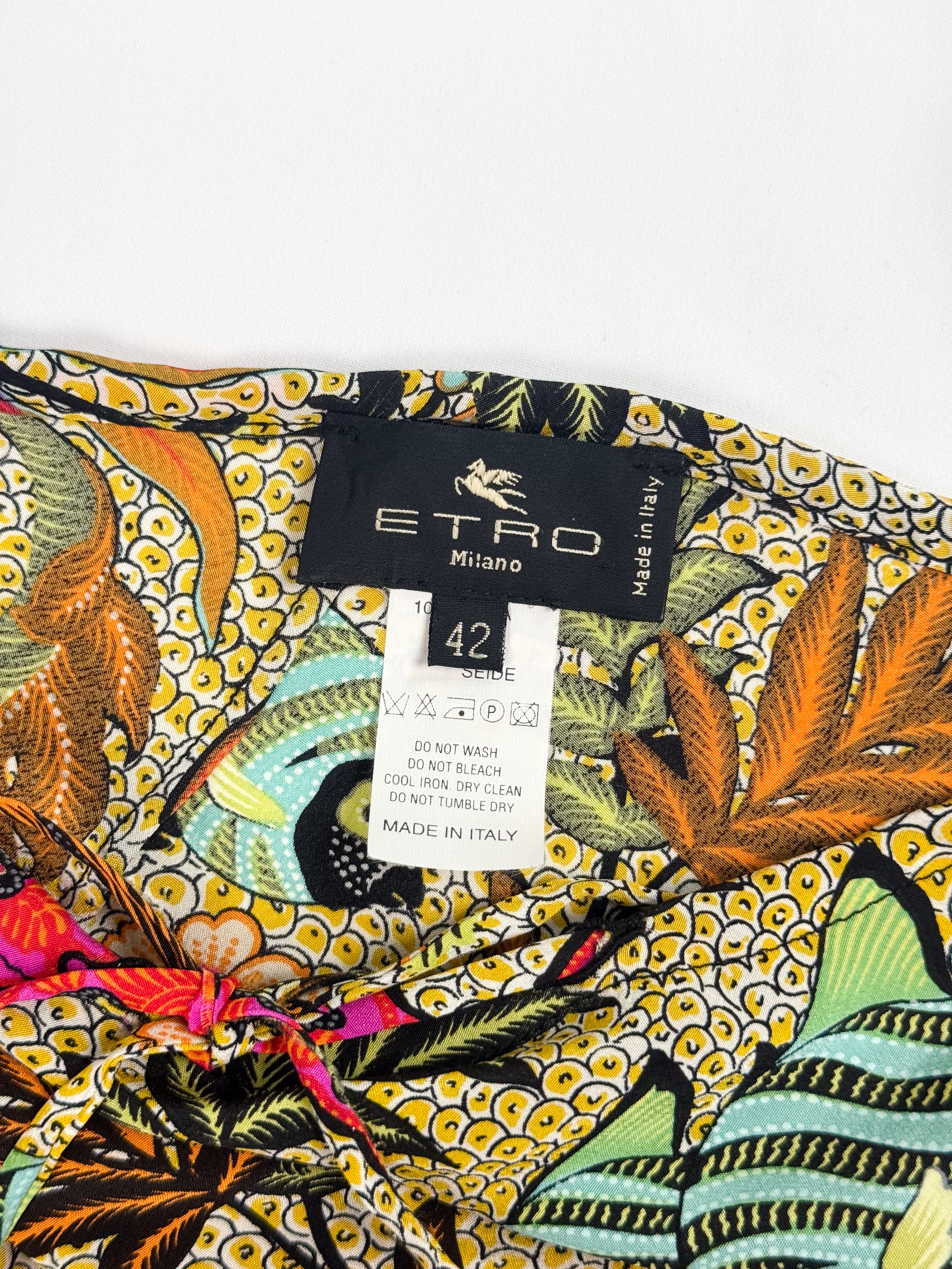 Etro 2000s Tropical Print Silk Midi Skirt - S/M