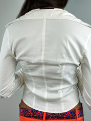 Massimo Rebecchi 2000s White Cotton Tie Front Shirt - XS/S