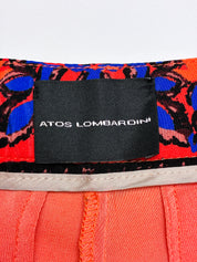 Atos Lombardini 2000s Coral Paisley Print Silk Wide Leg Pants - W28