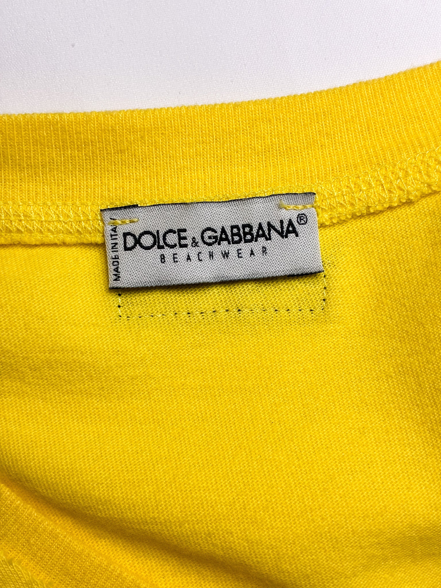 Dolce & Gabbana Beachwear 2007 Yellow "Sicilia I Love You" T-Shirt Dress - M