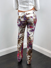 2000s Leopard and Paisley Print Low Rise Straight Leg Pants - W28