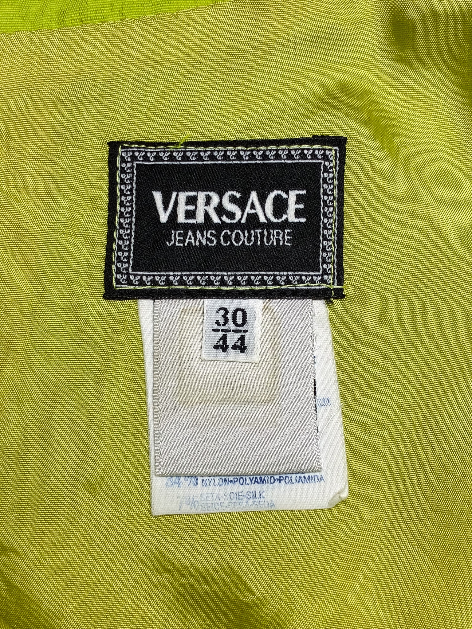 Versace Jeans Couture 2000s Neon Green Medusa Strap Cami Top - S