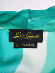 Luisa Spagnoli Green Wave Stripe Silk Wrap Blouse - S/M