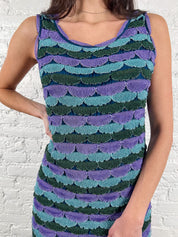 Missoni 2000s Wave Knit Lilac & Teal Sleeveless Dress