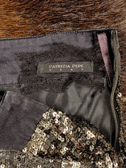 Patrizia Pepe Sera 2000s Silver Sequin Mini Skirt