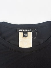 GF Ferre 2000s Black Mixed-Material Stripe Bell Sleeve Top - XS/S