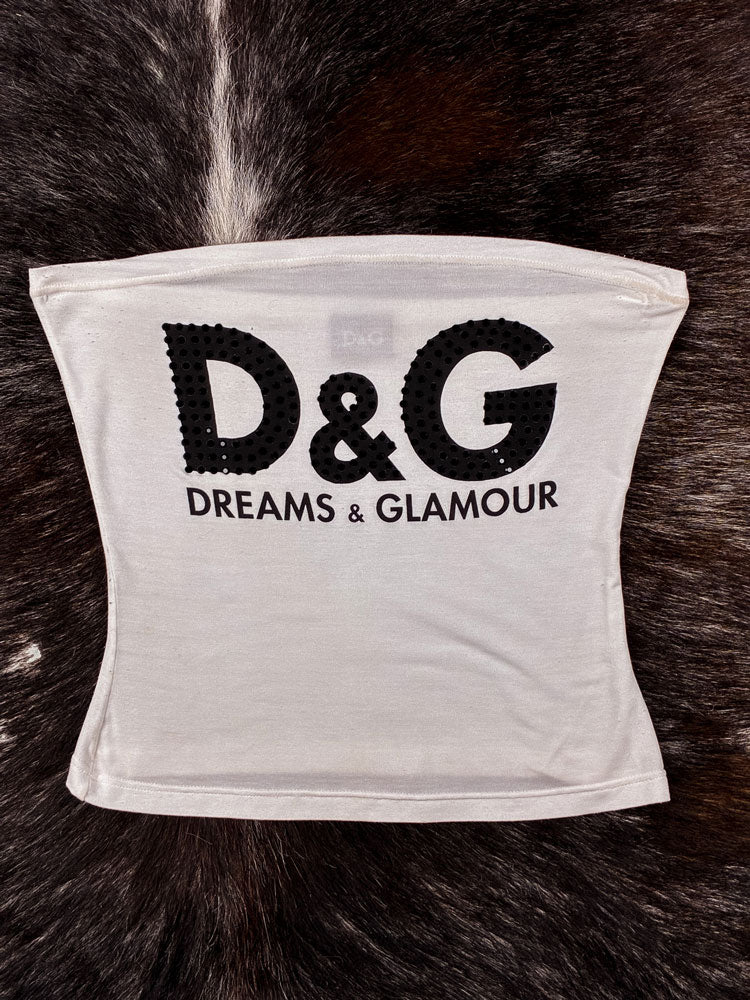 D&G 2000s “Dreams & Glamour” White Tube Top