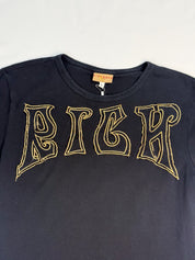 Richmond Denim 2000s Black "RICH" Gold Gothic Graphic Tee - S