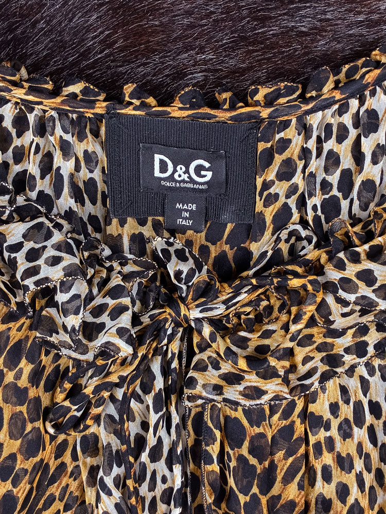 D&G 2000s Silk Leopard Ruffle Mini Dress