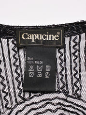 Capucine 1980s Black Beaded Fringe Mesh Top - One Size