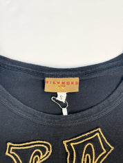 Richmond Denim 2000s Black "RICH" Gold Gothic Graphic Tee - S