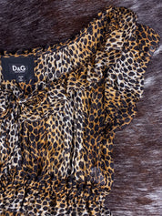 D&G 2000s Silk Leopard Ruffle Mini Dress