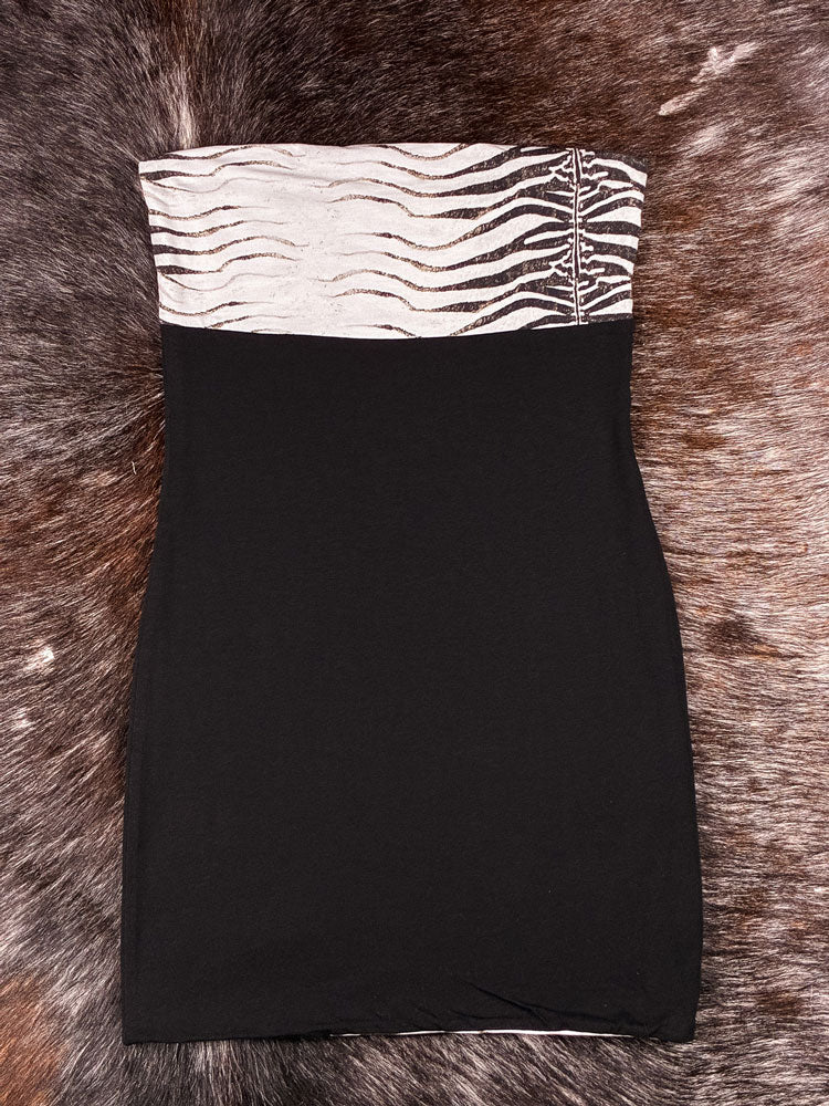 Roberto Cavalli Beachwear 2000s Zebra Strapless Mini Dress