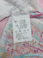 Blugirl SS 2004 Pink Postcard Print V-Neck Tee - M