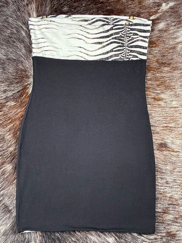 Roberto Cavalli Beachwear 2000s Zebra Strapless Mini Dress