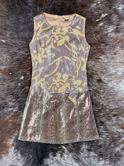 Custo Barcelona 2000s Sequin Floral Mini Dress