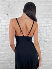 Just Cavalli 2000s Black Leopard-Lined Midi Dress