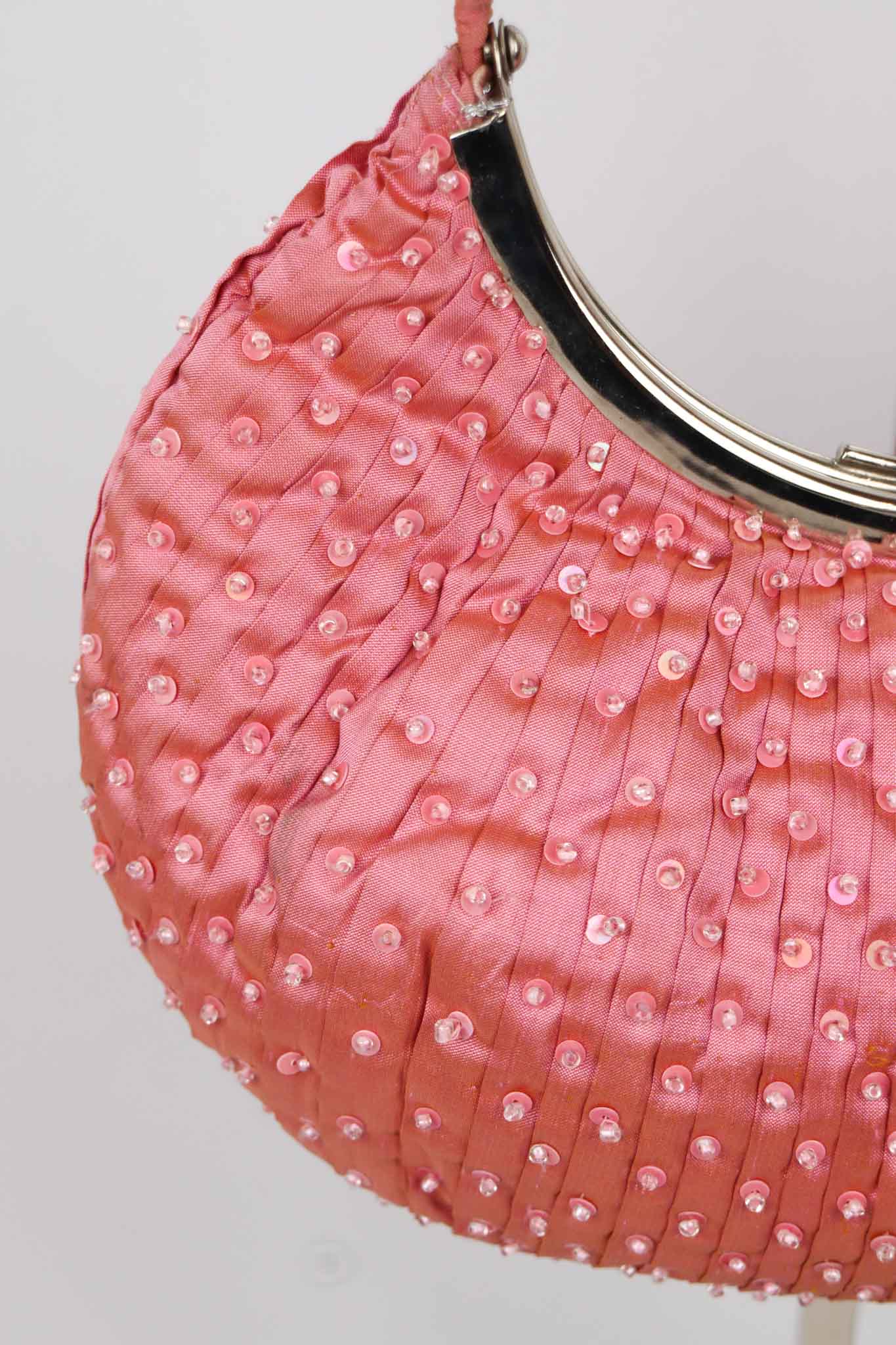 Luisa Spagnoli Pink Beaded Silk Shoulder Bag