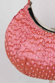 Luisa Spagnoli Pink Beaded Silk Shoulder Bag