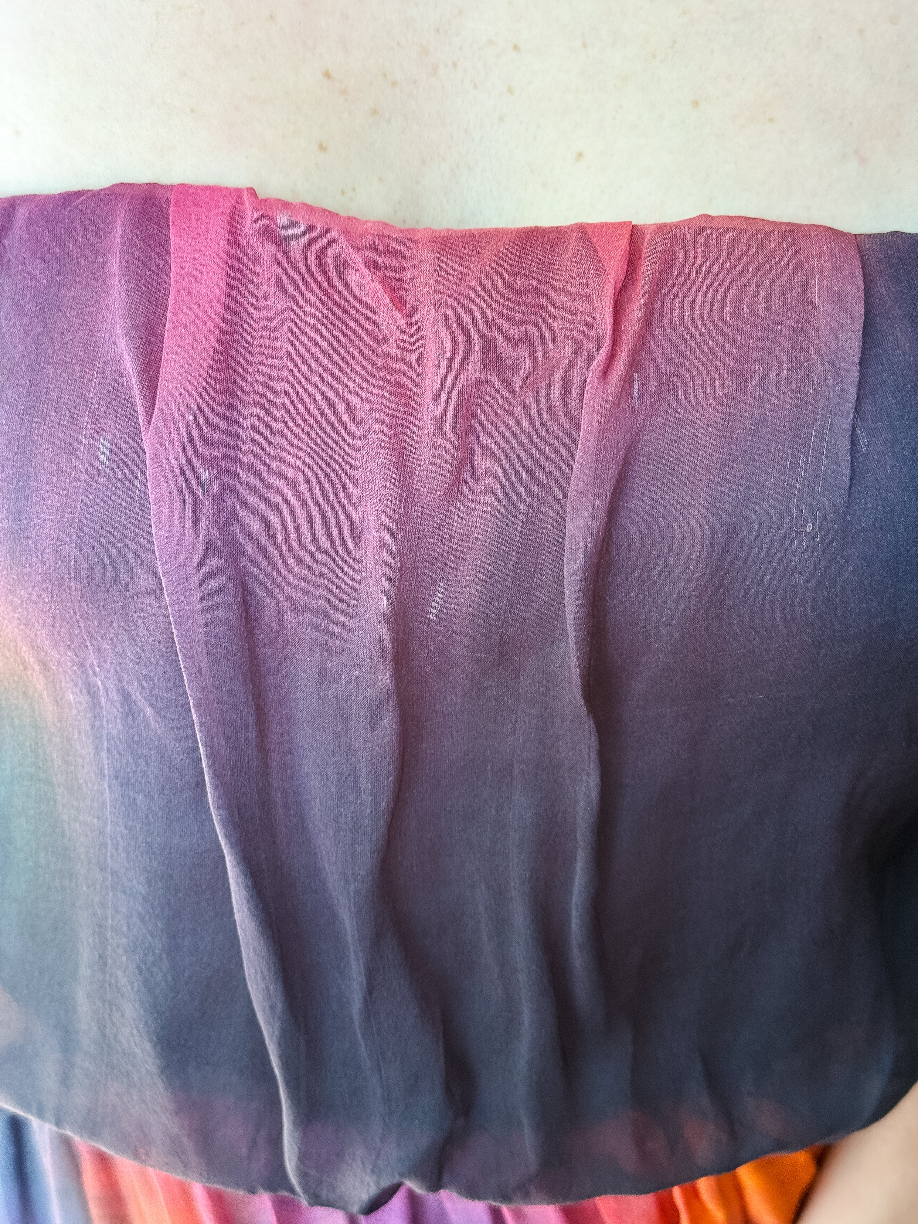 Morena Rosa 2000s Sunset Ombre Silk Convertible Strapless Dress - S