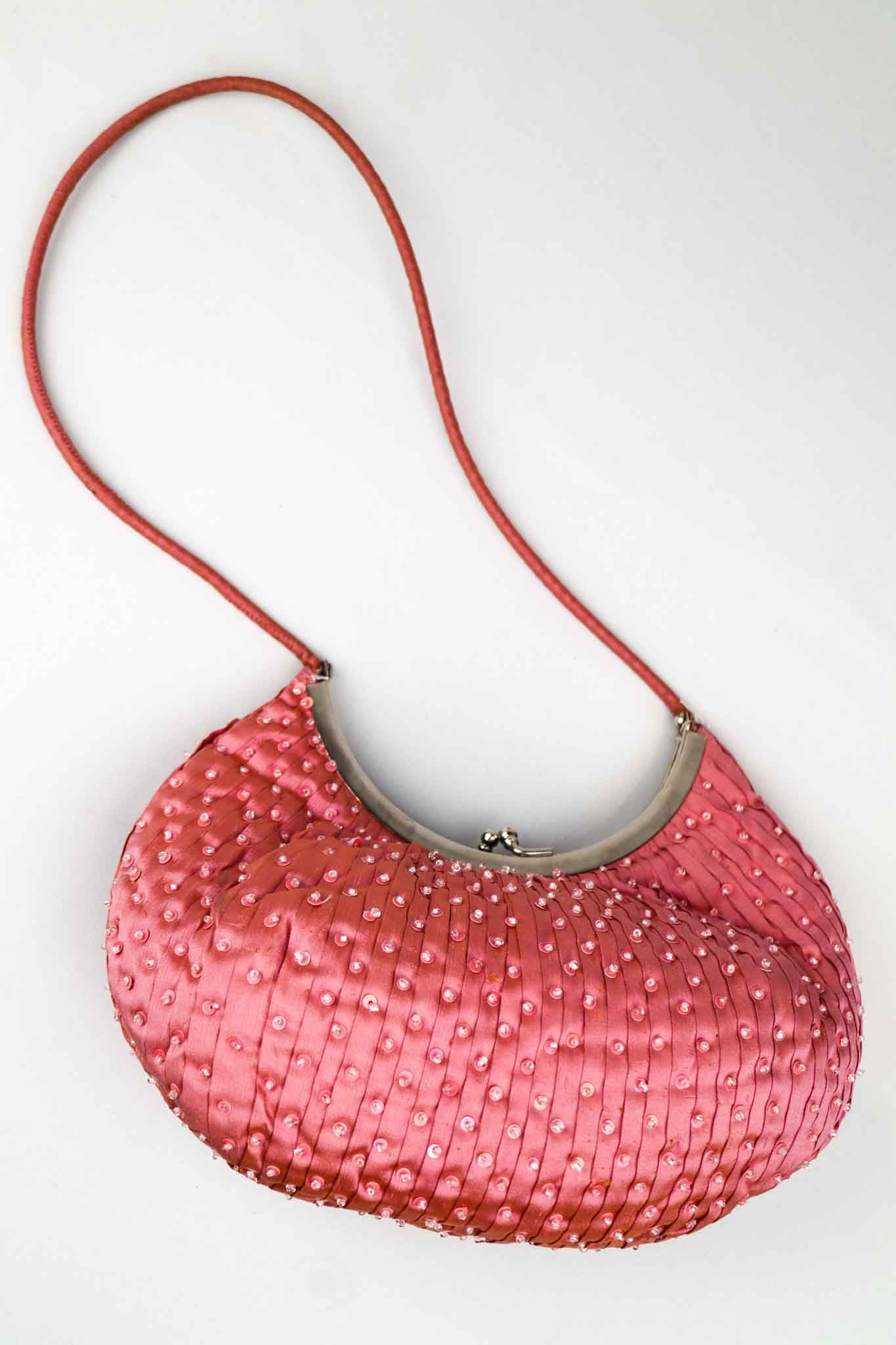 Luisa Spagnoli Pink Beaded Silk Shoulder Bag