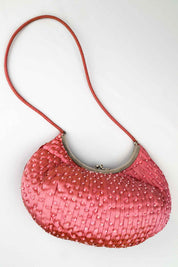Luisa Spagnoli Pink Beaded Silk Shoulder Bag