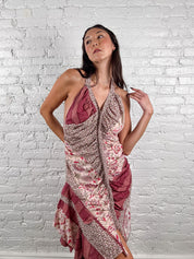 One Step 2000s Pink Patchwork Halter Dress