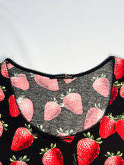 Just Cavalli 2000s Black Strawberry Print Long Sleeve Top - S