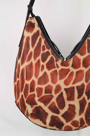 Roberto Cavalli Early 2000s Giraffe Print Structured Hobo Bag