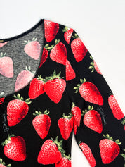 Just Cavalli 2000s Black Strawberry Print Long Sleeve Top - S