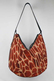 Roberto Cavalli Early 2000s Giraffe Print Structured Hobo Bag