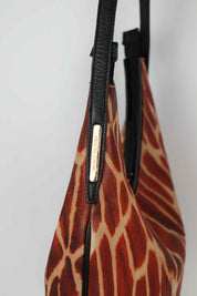 Roberto Cavalli Early 2000s Giraffe Print Structured Hobo Bag