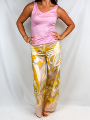 Le Streghe 2000s Yellow Psychedelic Swirl Wide-Leg Trousers - W28
