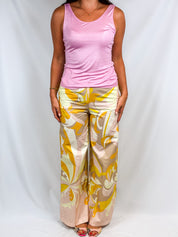 Versace Jeans Couture 2000s Pink Sparkly Tank with Silver Hardware - M