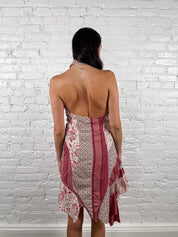 One Step 2000s Pink Patchwork Halter Dress