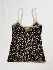 D&G Dolce & Gabbana 2000s Black Ditsy Rose Print Cami - XS-S